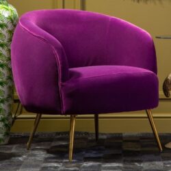 Intercrus Upholstered Velvet Armchair In Purple And Gold