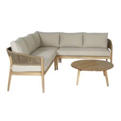 Maze Outdoor Porto Corner Sofa Set with Set of 2 Coffee Tables in Sandstone