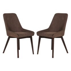 Acton Brown Fabric Dining Chairs In Pair
