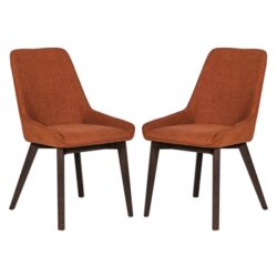 Acton Rust Fabric Dining Chairs In Pair