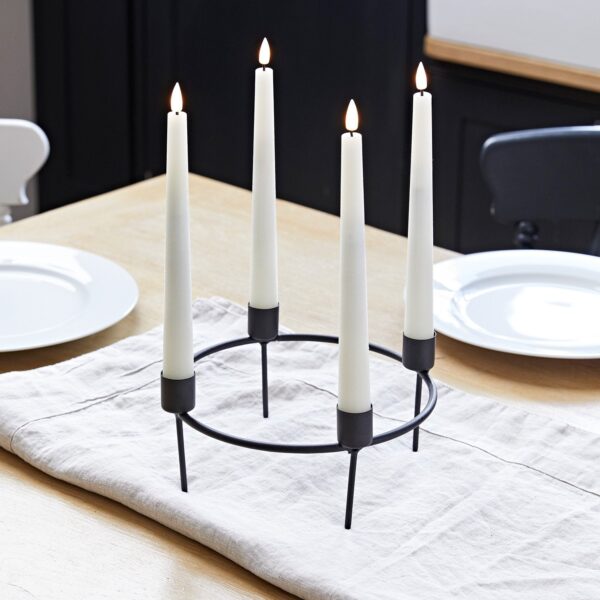 4 TruGlow® Remote Control LED Taper Candles & Table Candle Holder