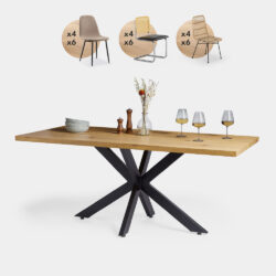 Abel 6 Seater Wooden Effect Dining Table Set