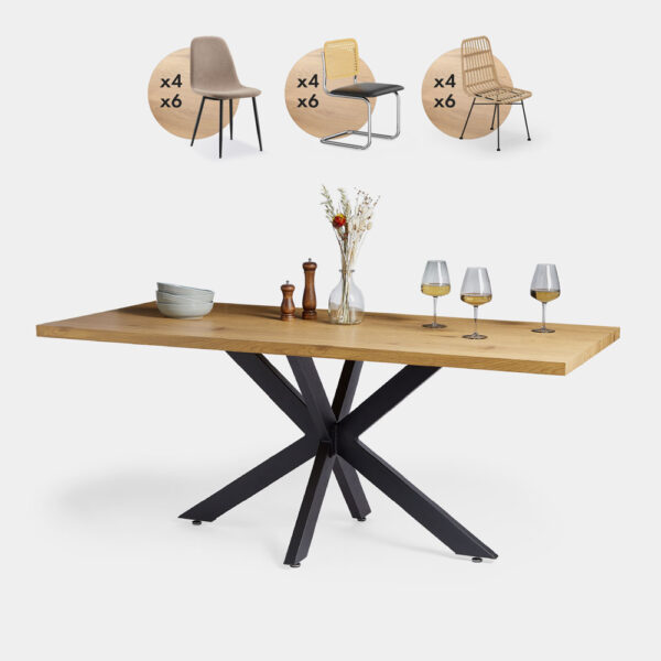 Abel 6 Seater Wooden Effect Dining Table Set