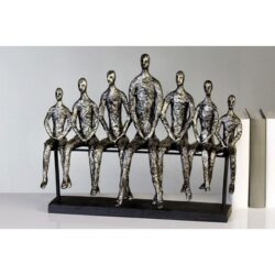 Brothers Sculpture In Silver With Black Base