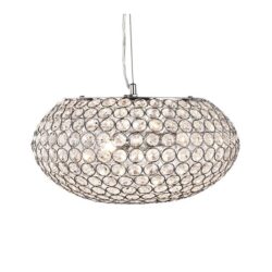 Chantilly 3 Lamp Chrome Oval Pendant With Clear Crystal Buttons
