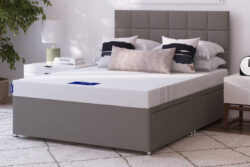Coolflex Essentials Foam Mattress + Premium Divan Bed, Linen Charcoal, No Storage, Single