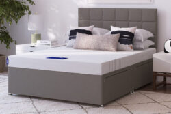 Coolflex Essentials Memory Foam Mattress + Premium Divan Bed, Linen Charcoal, No Storage, Single