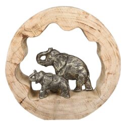 Elephant Aluminium Design Sculpture In Bronze With Wooden Frame