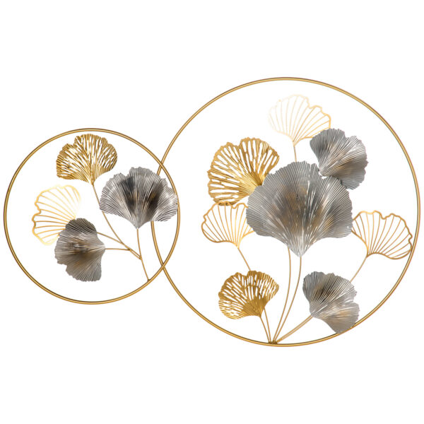HOMCOM 3D Metal Wall Art Modern Ginkgo Leaves Hanging Wall Sculptures Home Decor for Living Room Bedroom Dining Room, Gold Aosom UK