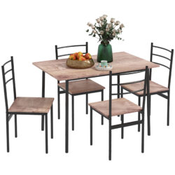 HOMCOM 4 Seater Modern Dining Set, Dining Table and Chairs Set with Steel Frame Table and 4 Chairs, Compact Size for Space Saving, Black Aosom UK