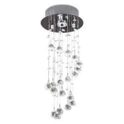 HOMCOM Metal Crystal Ceiling Light Chandelier Elegant Pendant Lamp Living Room Stairway Stairway Spiral Rain Drop Pendant Lamp Silver Aosom UK