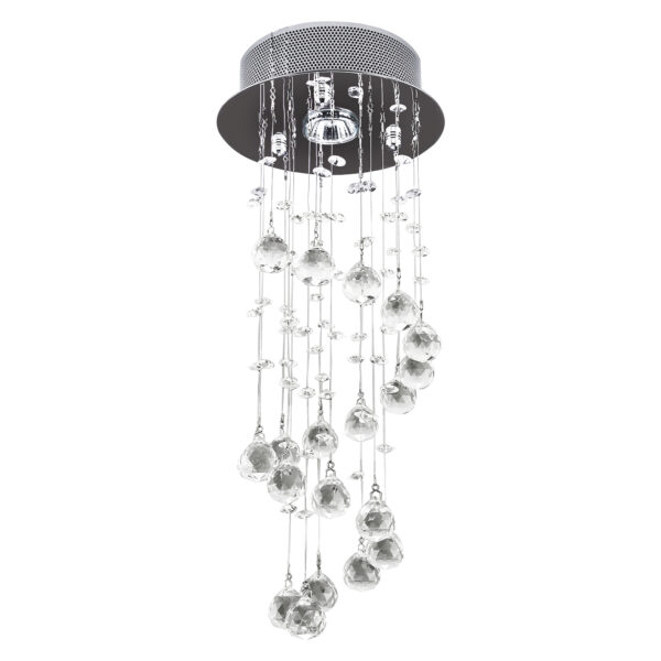 HOMCOM Metal Crystal Ceiling Light Chandelier Elegant Pendant Lamp Living Room Stairway Stairway Spiral Rain Drop Pendant Lamp Silver Aosom UK