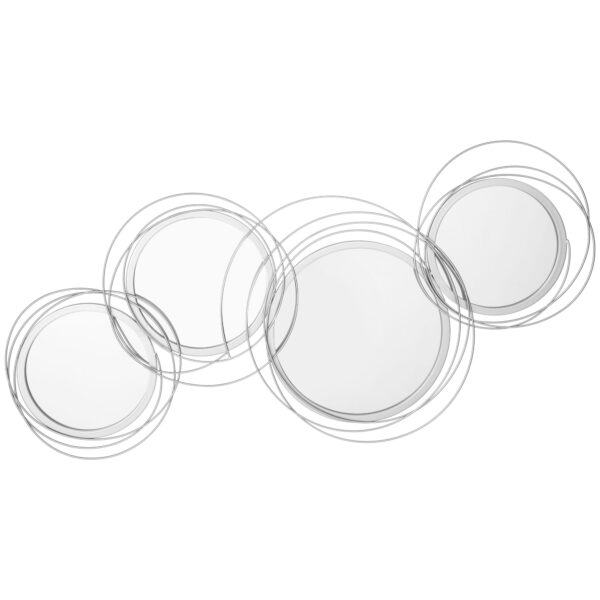 HOMCOM Metallic Artistry: Modern Silver Mirror Wall Sculptures, Decorative Hangings for Living, Dining & Bedrooms Aosom UK