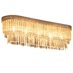 HOMCOM Modern Crystal Chandelier with K9 Crystal Pendants of 3 Layers, Round Rectangular hanging Ceiling Lamp, Silver Aosom UK