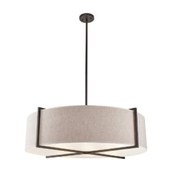Liang & Eimil Sanderson Pendant Lamp Large - Beige Linen & Matt Black