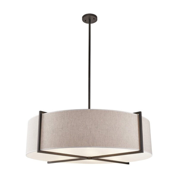 Liang & Eimil Sanderson Pendant Lamp Large - Beige Linen & Matt Black