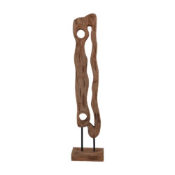 Libra Interiors Carved Wood Textured Sculpture Small