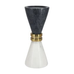 Libra Interiors Marble Candle Holder Black on White