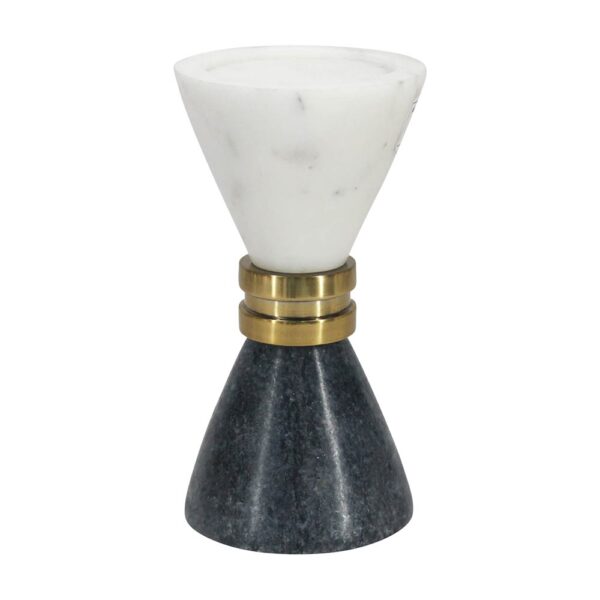 Libra Interiors Marble Candle Holder White on Black