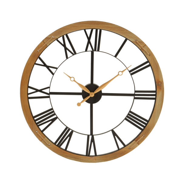 Olivia's Soft Industrial Collection - Vita Skeleton Metal Wall Clock in Black & Gold