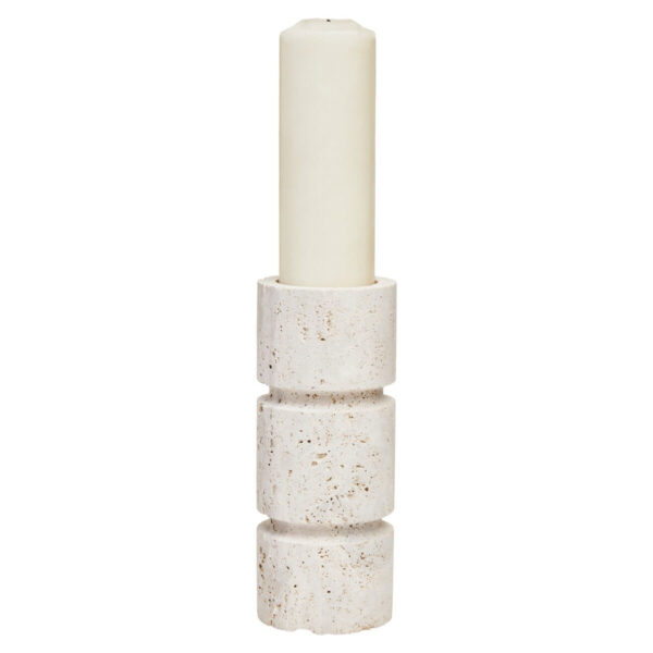 Olivia's Tibor Travertine Small Candle Holder