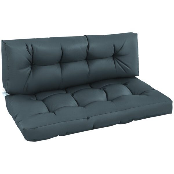 Outsunny 2Pcs Garden Tufted Pallet Cushion Seat Pad 120L x 80W x 12Dcm Back Cushion Patio for Indoor Outdoor Use, Dark Grey Aosom UK