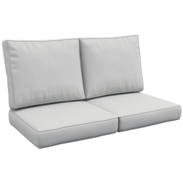 Outsunny 3-Piece Back and Seat Cushion Pillows Replacement, Patio Chair Cushions Set for Indoor Outdoor, Light Grey Aosom UK