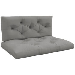 Outsunny 4-Piece Pallet Seat Cushions Back Pillows Replacement, Patio Chair Cushions Set for Indoor Outdoor, Light Grey Aosom UK