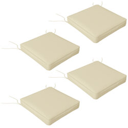 Outsunny 4-Piece Replacement Seat Cushions, Patio Chair Pillow Set with Ties, Indoor/Outdoor Use, Beige Aosom UK