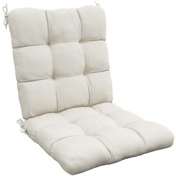 Outsunny Comfortable Outdoor Garden Seat Cushion with Backrest, Durable and Weather-Resistant, Cream White Aosom UK