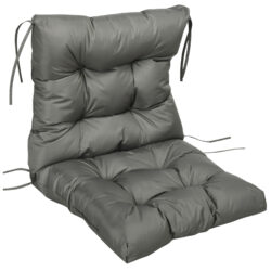 Outsunny Garden Back Chair Cushion, Comfortable Patio Seat Cushion Pad with Backrest for Outdoor & Indoor Use, Light Grey Aosom UK