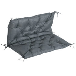 Outsunny Garden Bench Cushion: 2-Seater Padded Chair Pad with Back & Ties, Indoor/Outdoor Use, Dark Grey, 98 x 100cm Aosom UK