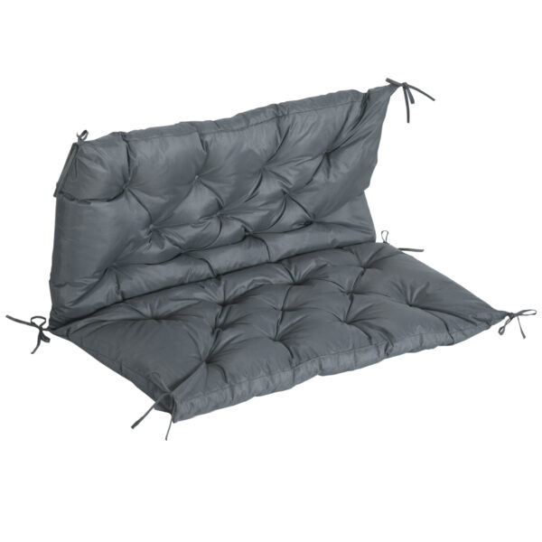 Outsunny Garden Bench Cushion: 2-Seater Padded Chair Pad with Back & Ties, Indoor/Outdoor Use, Dark Grey, 98 x 100cm Aosom UK