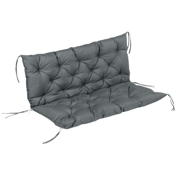Outsunny Garden Bench Cushion, 2 Seater Swing Chair Cushion, Seat Pad with Ties for Indoor and Outdoor Use, 110 x 120 cm, Dark Grey Aosom UK