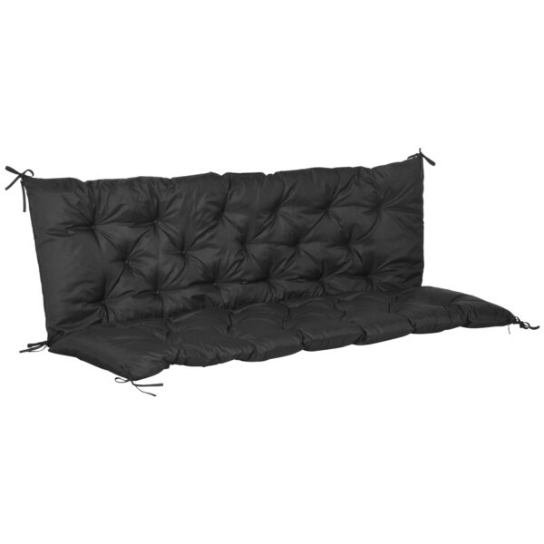 Outsunny Garden Bench Cushion: Cosy Outdoor Seating Pad with Back Support and Ties, Black, 98 x 150 cm Aosom UK