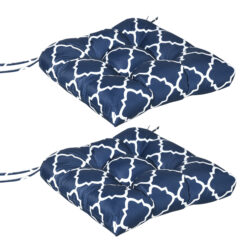 Outsunny Garden Chair Cushions: Set of 2 Tufted Seat Pads with Ties, Indoor/Outdoor Patio Furniture Cushions, Blue Aosom UK