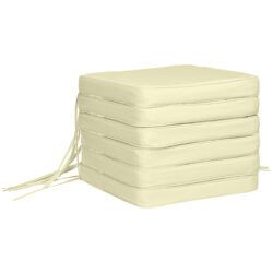 Outsunny Garden Chair Cushions: Set of 6 Plush Seat Pads for Alfresco Comfort, 42Lx42Wx5T cm, Cream White Aosom UK
