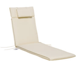 Outsunny Garden Sun Lounger Cushion Replacement Thick Sunbed Reclining Chair Relaxer Pad with Pillow - Cream White Aosom UK