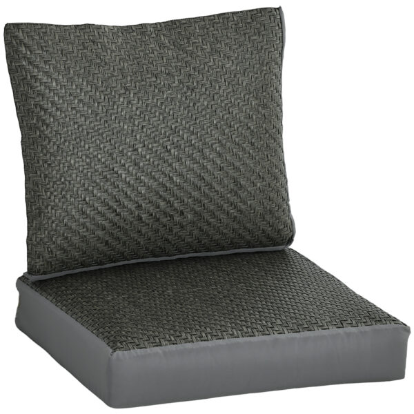 Outsunny Patio Chair Cushion Refresh: 2-Piece Back and Seat Set in Fabric & PE Rattan, Grey Aosom UK