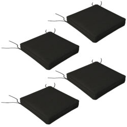 Outsunny Patio Chair Cushion Set, 4-Piece Seat Cushions with Ties, Replacement Pillows for Indoor Outdoor Use, Black Aosom UK