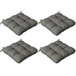Outsunny Patio Chair Cushion Set: 4-Piece Tied Seat Pads for Indoor & Outdoor Seating, Charcoal Grey Comfort Aosom UK
