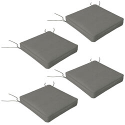 Outsunny Patio Chair Cushions, 4-Piece Seat Pillow Replacement Set with Ties, Indoor Outdoor Use, Charcoal Grey Aosom UK