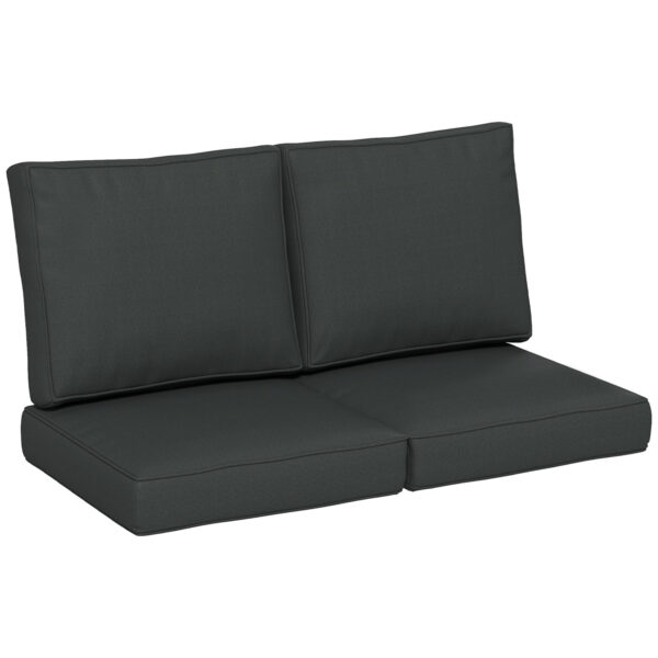Outsunny Replacement Cushion Set for Patio Chairs, 3-Piece Back and Seat Pillows, Indoor Outdoor Use, Charcoal Grey Aosom UK