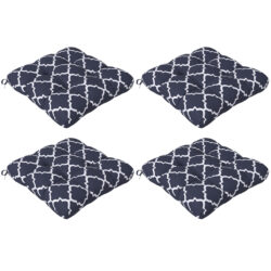 Outsunny Replacement Cushions: 4-Piece Indoor Outdoor Seat Pads with Ties for Patio Chairs, Blue Aosom UK