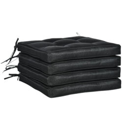 Outsunny Replacement Dining Chair Seat Pad, Garden Seat Cushion with Ties, 40 x 40cm, Black Aosom UK