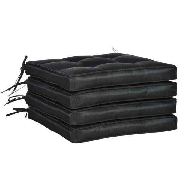 Outsunny Replacement Dining Chair Seat Pad, Garden Seat Cushion with Ties, 40 x 40cm, Black Aosom UK