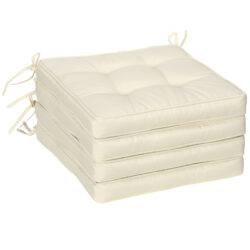 Outsunny Replacement Dining Chair Seat Pad, Garden Seat Cushion with Ties, 40 x 40cm, Cream White Aosom UK