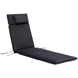 Outsunny Replacement Thick Cushion for Sun Lounger, Recliner Chair Relaxer Pad with Pillow, Black Aosom UK