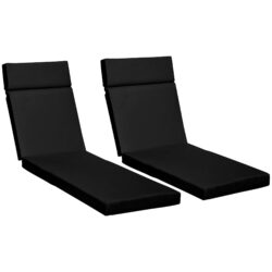 Outsunny Set of 2 Outdoor Seat Cushion Set, Replacement Cushions for Rattan Furniture with Ties, 196 x 55 cm, Black Aosom UK