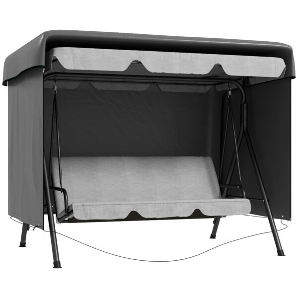 Outsunny Waterproof Swing Bench Cover: Anti-UV Outdoor Furniture Protector, Dark Grey, 215L x 155W x 150Hcm